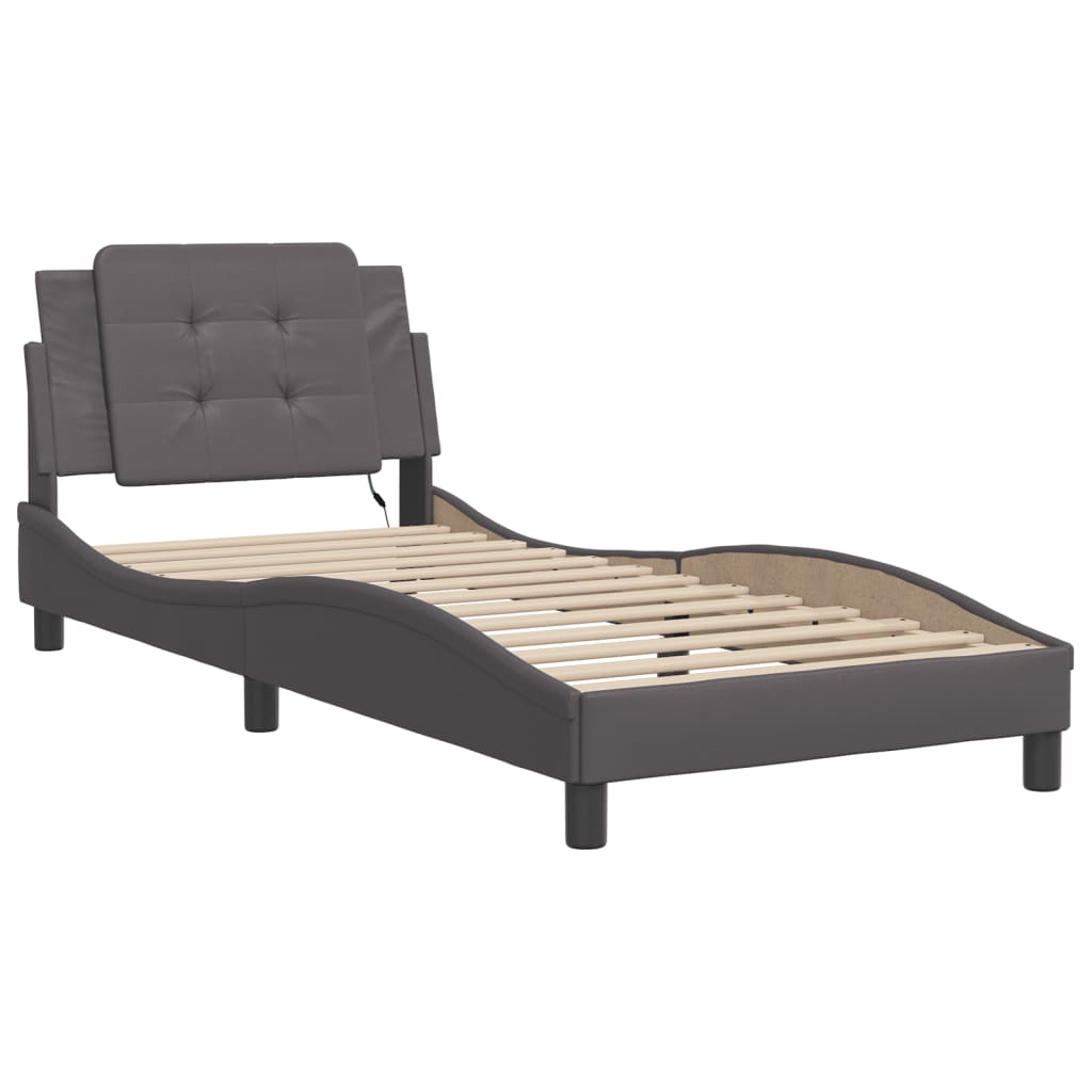 Cadre de lit avec LED sans matelas gris 90x190 cm - XIOS