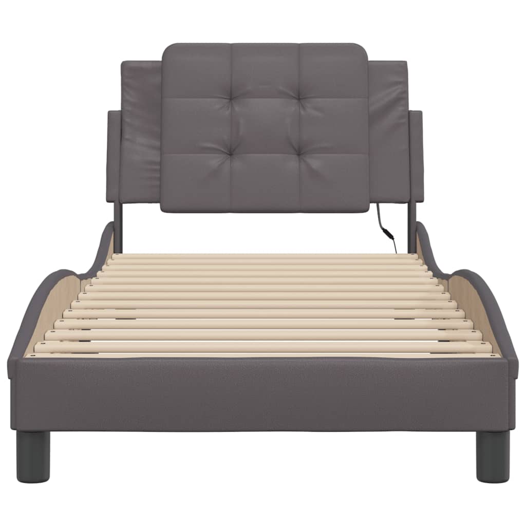 Cadre de lit avec LED sans matelas gris 90x190 cm - XIOS