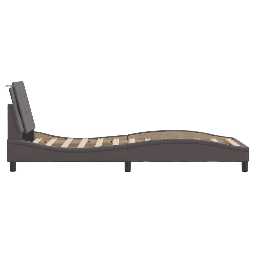 Cadre de lit avec LED sans matelas gris 90x190 cm - XIOS
