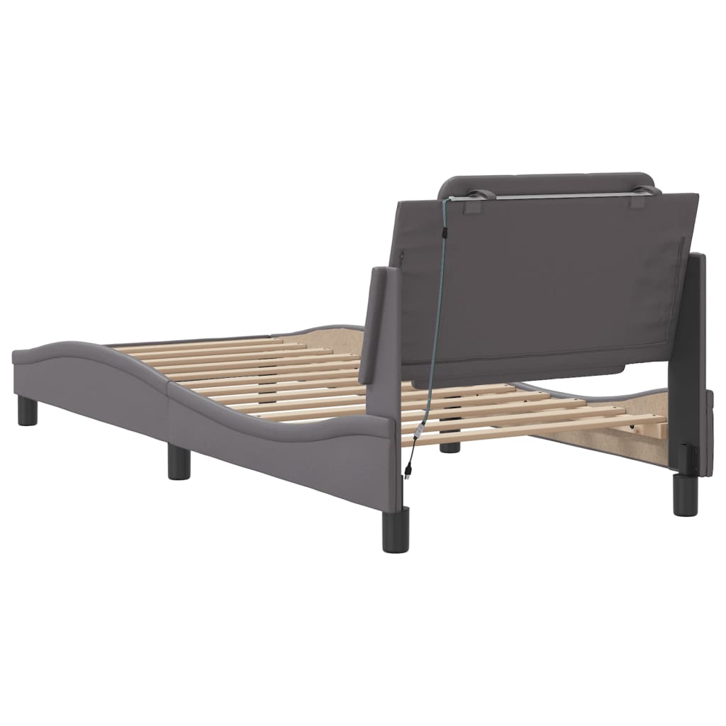 Cadre de lit avec LED sans matelas gris 90x190 cm - XIOS