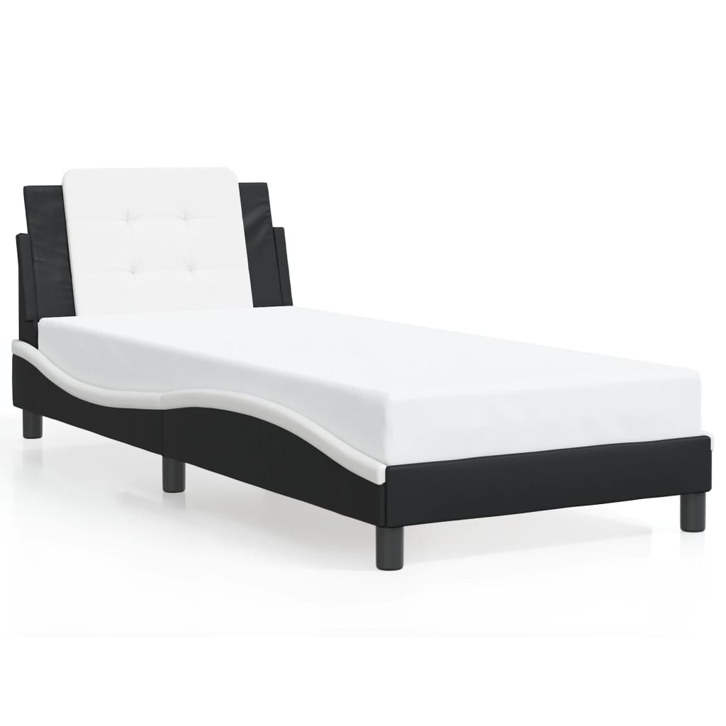 Cadre de lit avec LED sans matelas noir et blanc 90x190 cm - XIOS