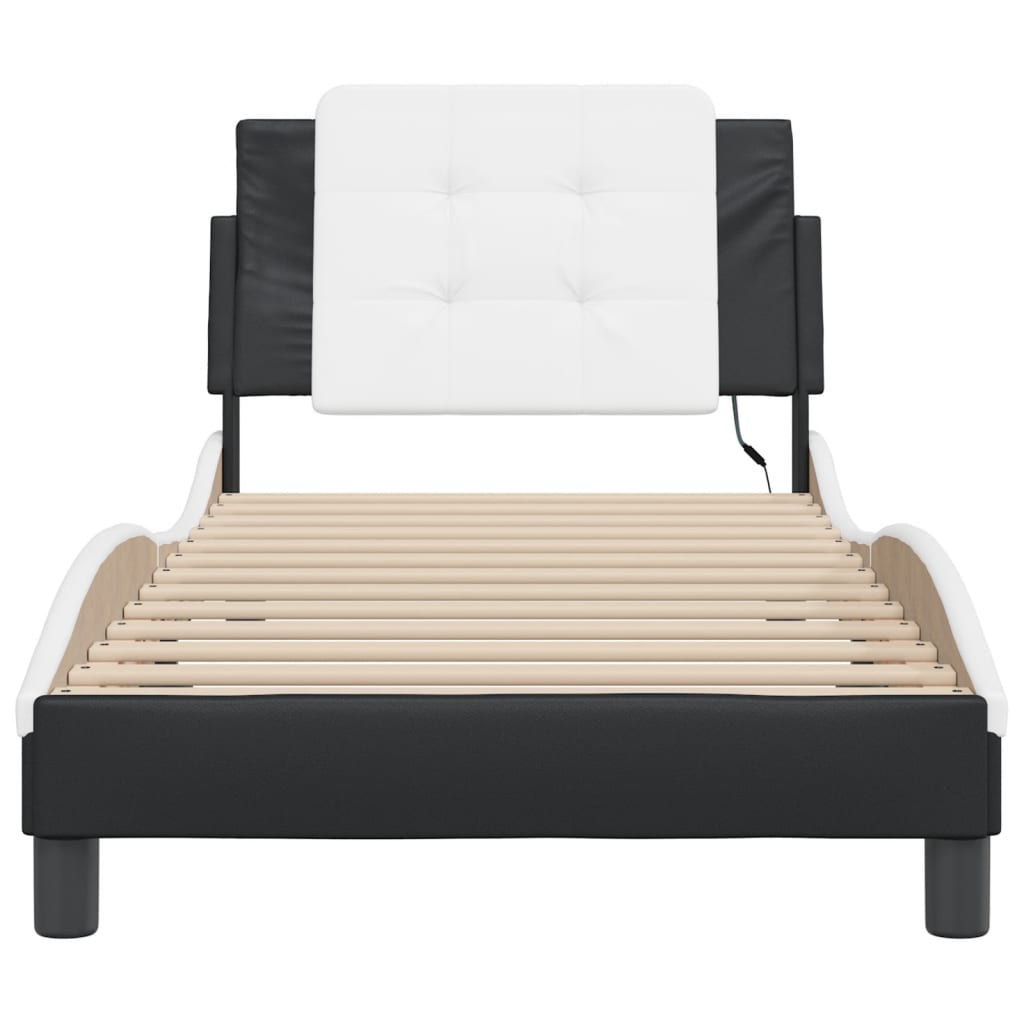 Cadre de lit avec LED sans matelas noir et blanc 90x190 cm - XIOS