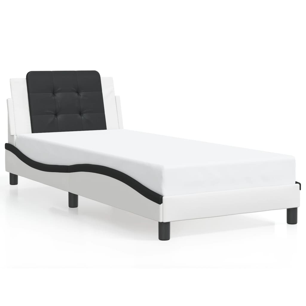 Cadre de lit avec LED sans matelas blanc et noir 90x190 cm - XIOS