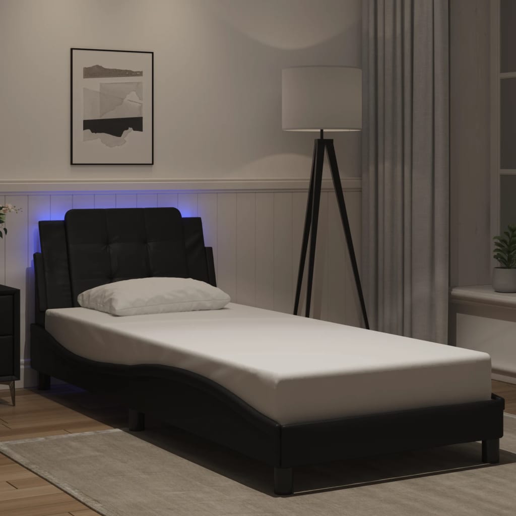 Cadre de lit avec LED sans matelas noir 90x200 cm - XIOS