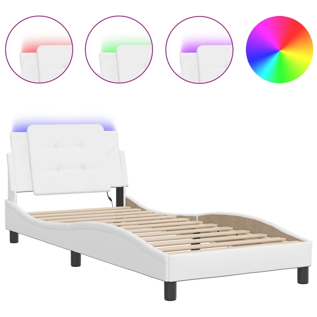 Cadre de lit avec LED sans matelas blanc 90x200 cm - XIOS