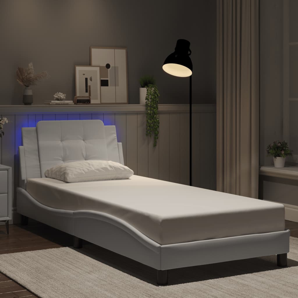Cadre de lit avec LED sans matelas blanc 90x200 cm - XIOS