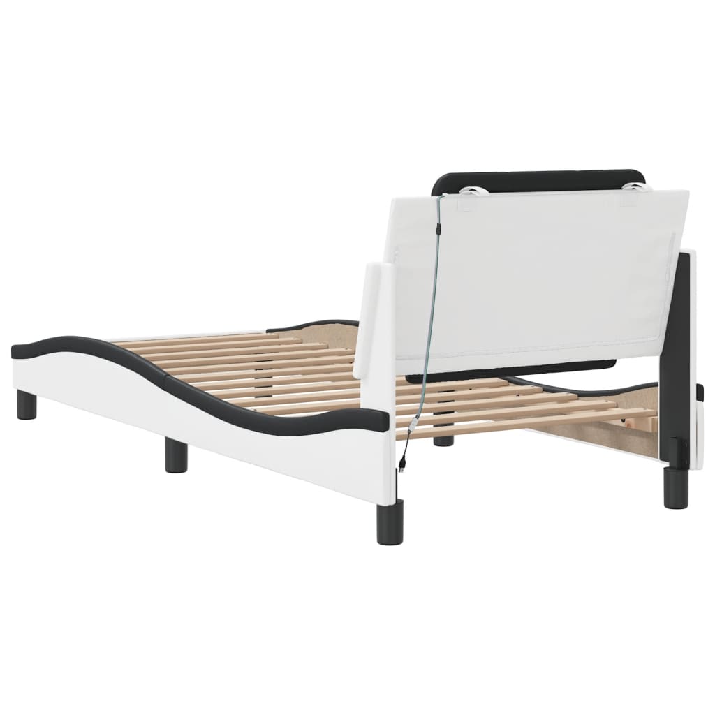 Cadre de lit avec LED sans matelas blanc et noir 90x200 cm - XIOS