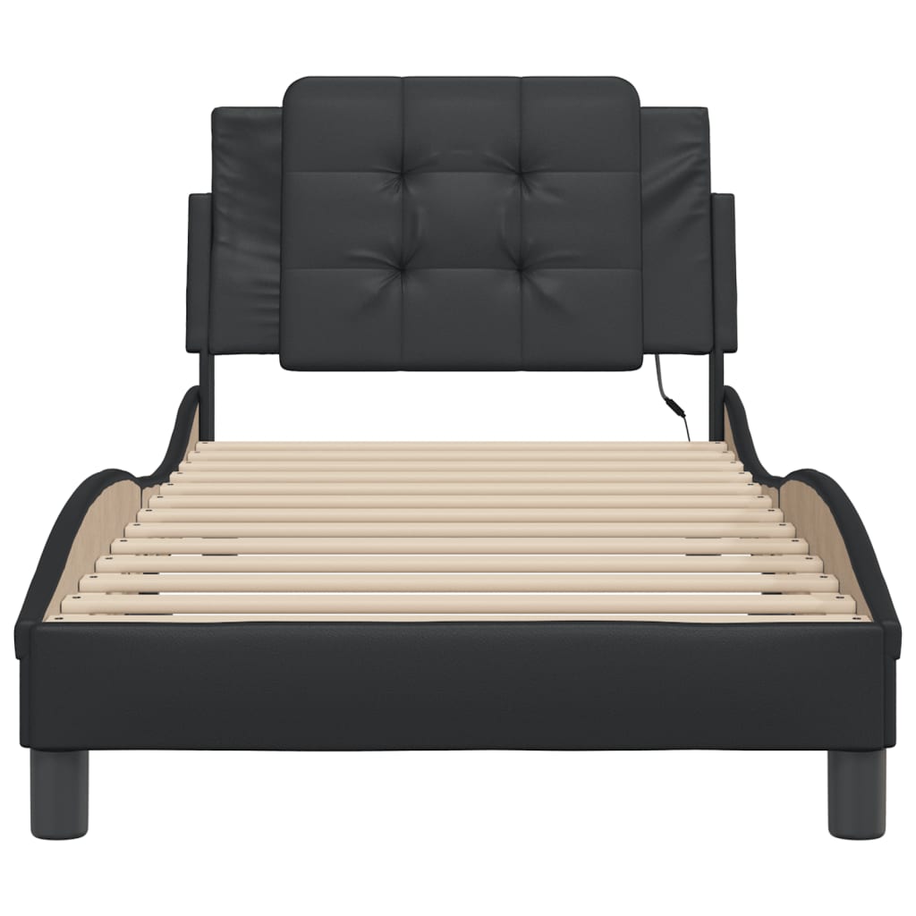 Cadre de lit avec LED sans matelas noir 100x200 cm - XIOS