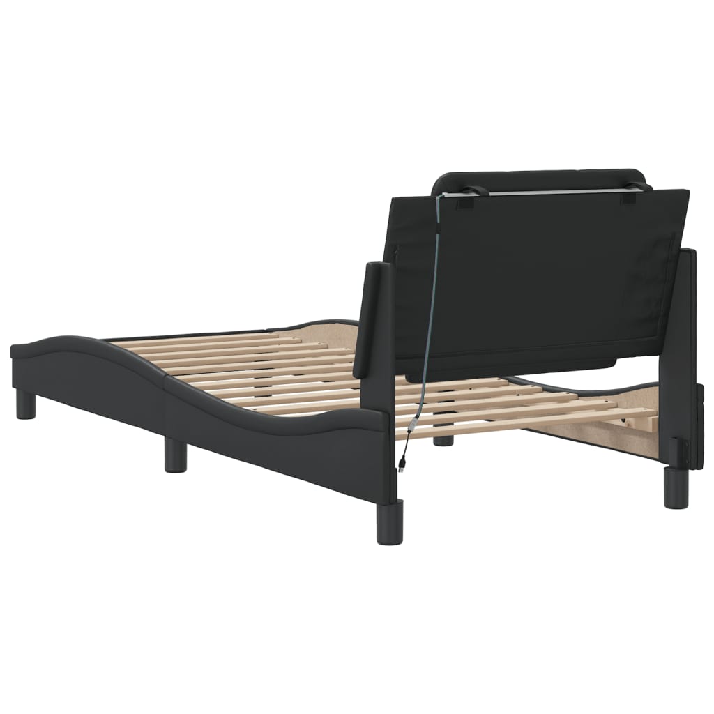Cadre de lit avec LED sans matelas noir 100x200 cm - XIOS