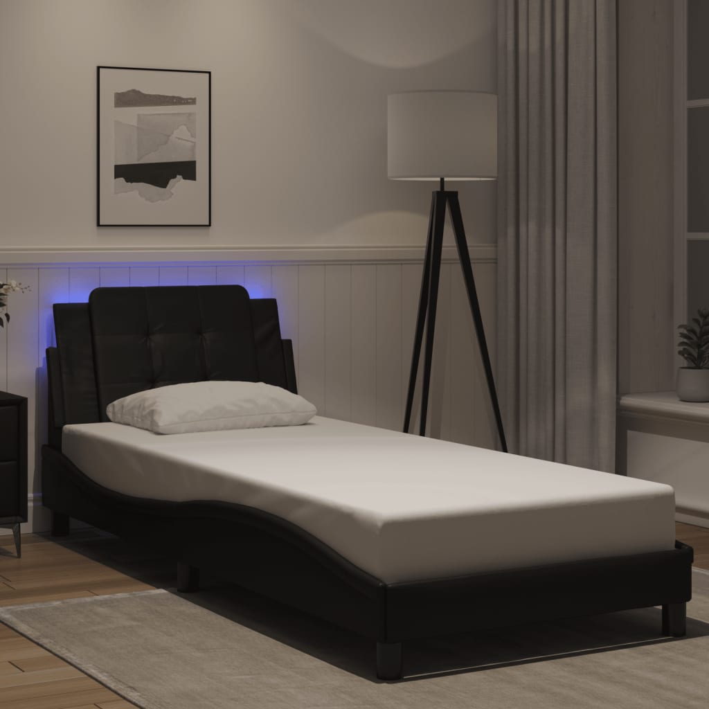 Cadre de lit avec LED sans matelas noir 100x200 cm - XIOS