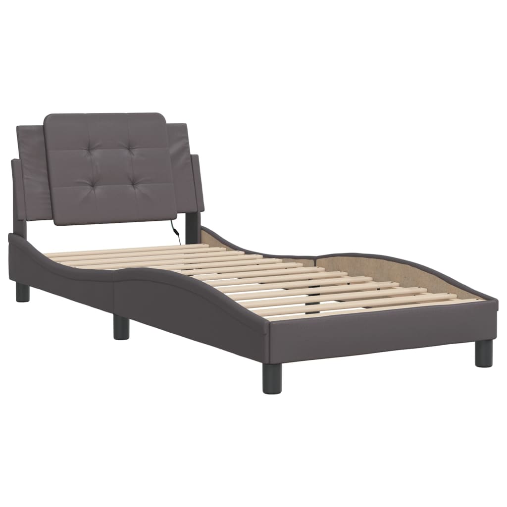 Cadre de lit avec LED sans matelas gris 100x200 cm - XIOS