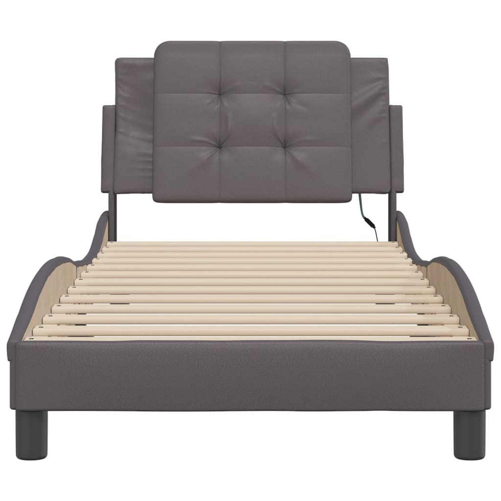 Cadre de lit avec LED sans matelas gris 100x200 cm - XIOS