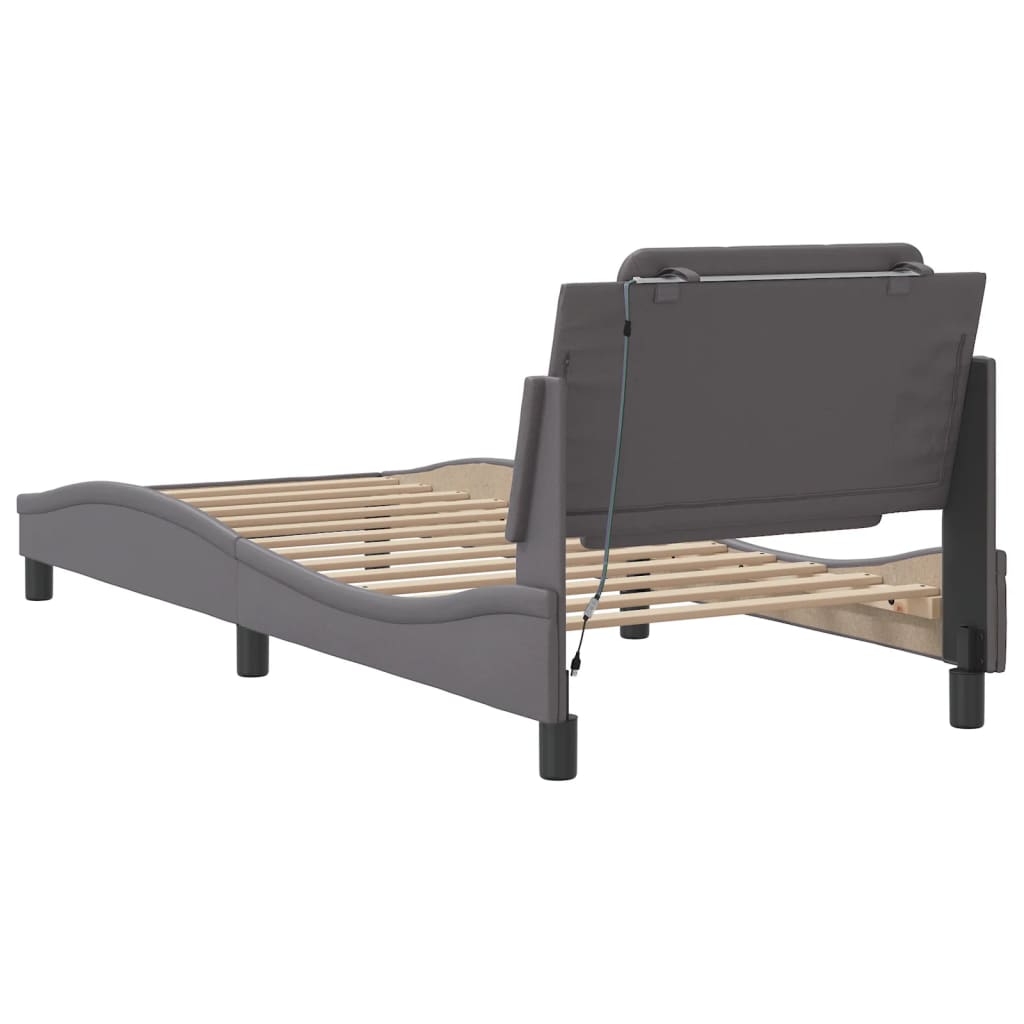 Cadre de lit avec LED sans matelas gris 100x200 cm - XIOS