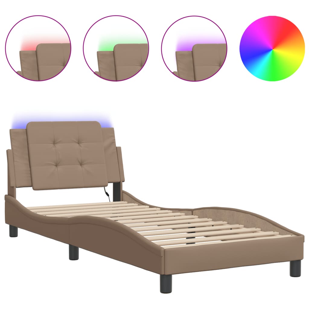 Cadre de lit avec LED sans matelas cappuccino 100x200 cm - XIOS