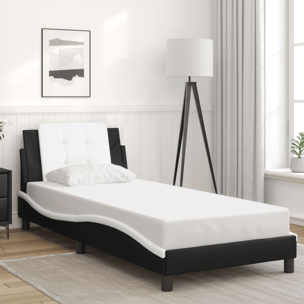 Cadre de lit avec LED sans matelas noir et blanc 100x200 cm - XIOS