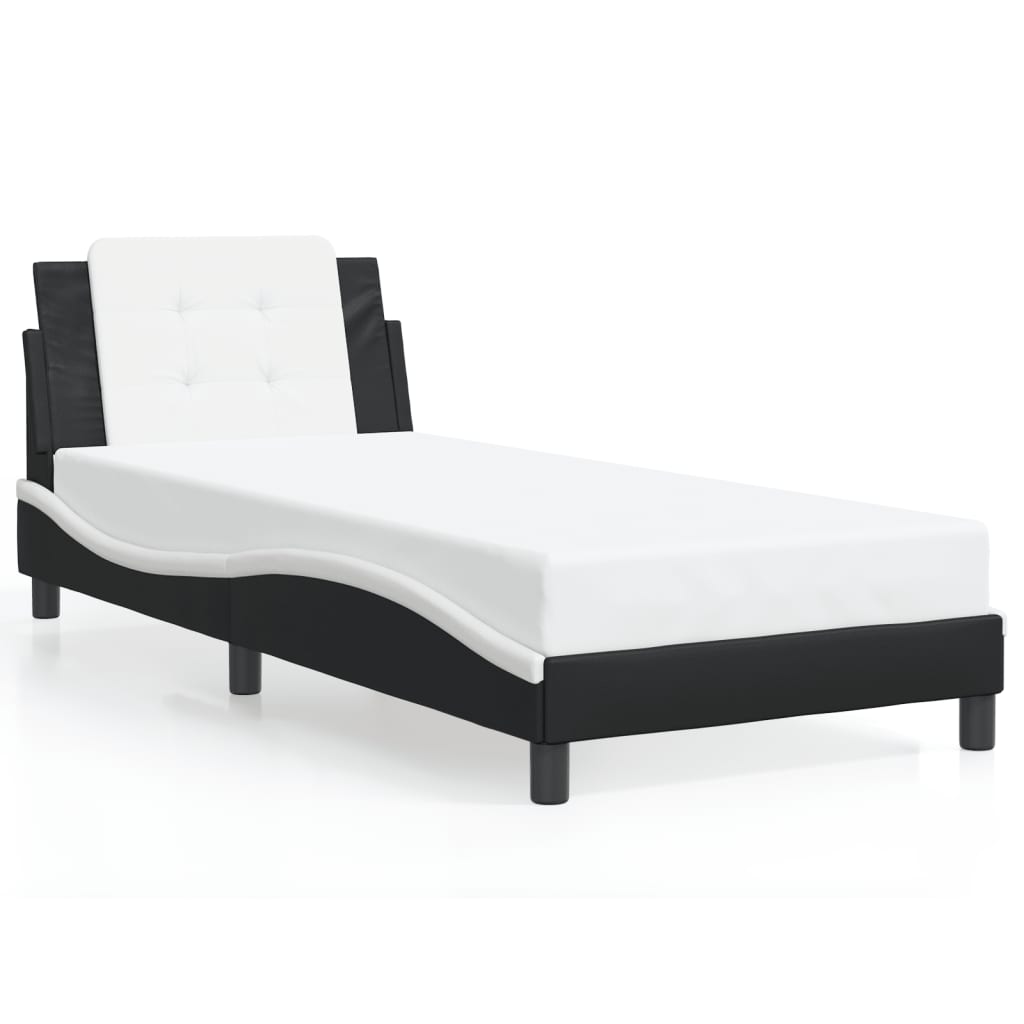 Cadre de lit avec LED sans matelas noir et blanc 100x200 cm - XIOS