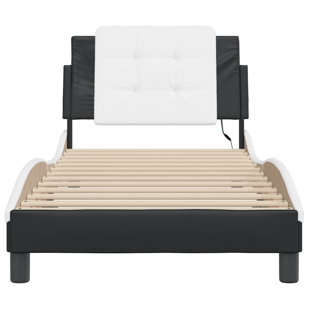 Cadre de lit avec LED sans matelas noir et blanc 100x200 cm - XIOS