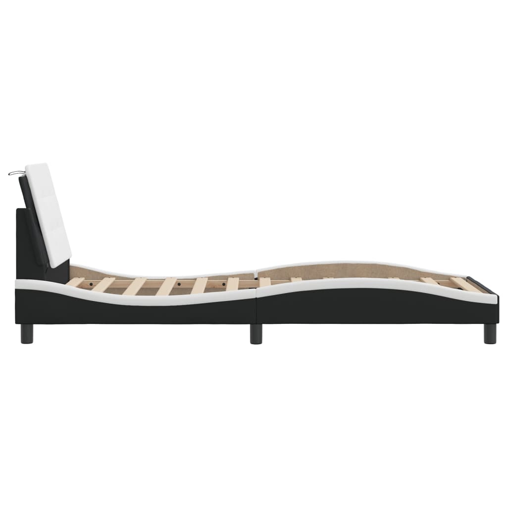 Cadre de lit avec LED sans matelas noir et blanc 100x200 cm - XIOS