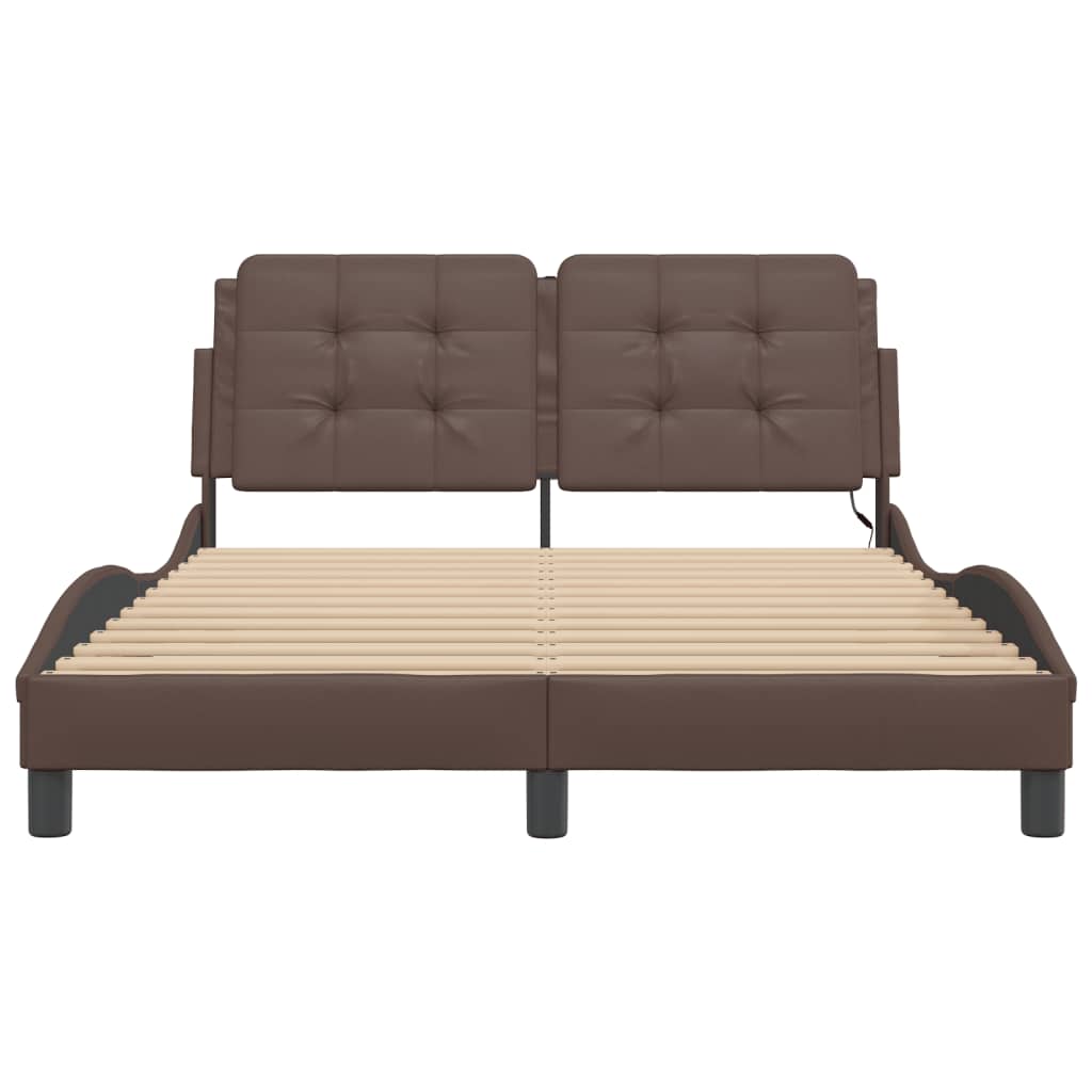 Cadre de lit avec LED sans matelas marron 120x200 cm - XIOS