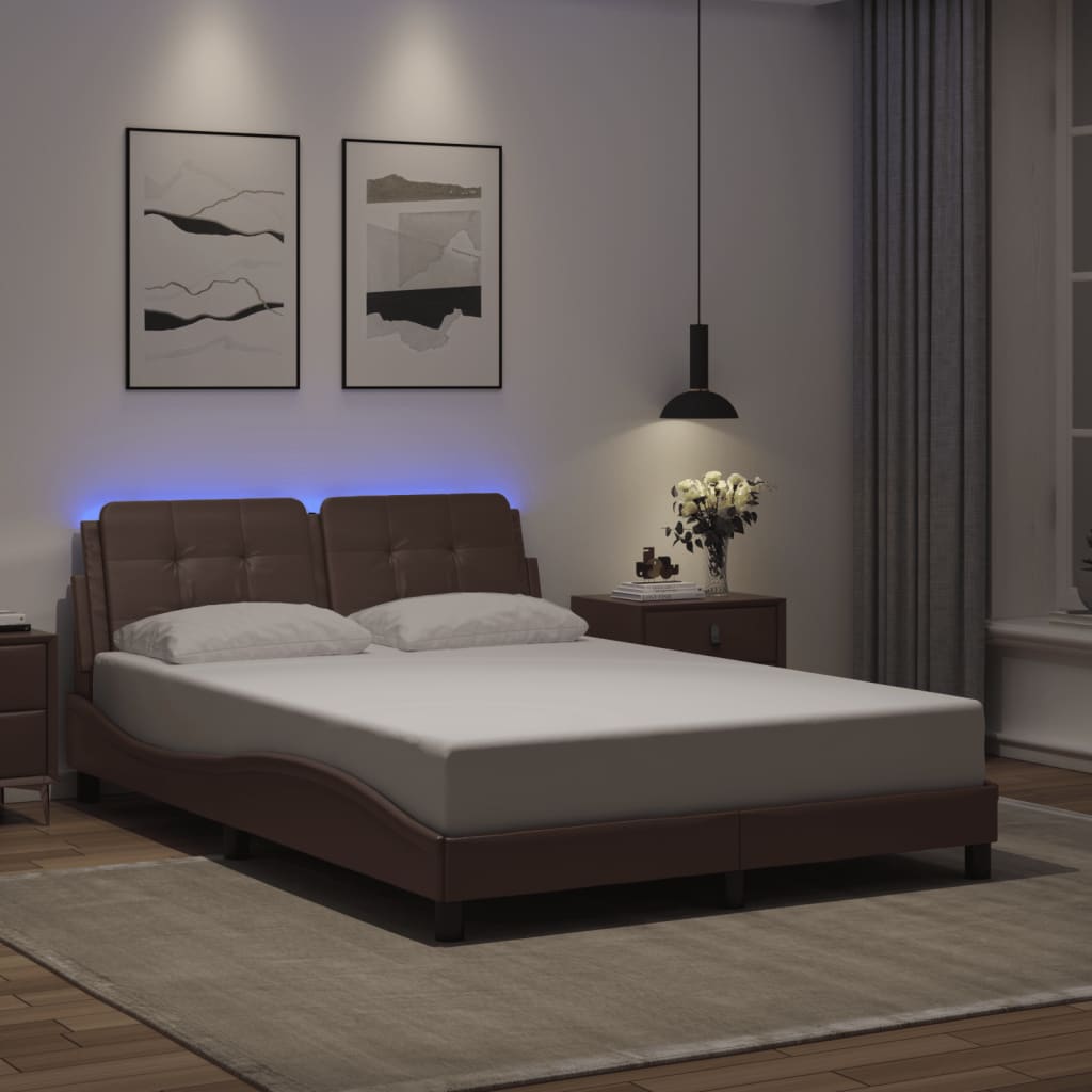 Cadre de lit avec LED sans matelas gris 120x200 cm - XIOS