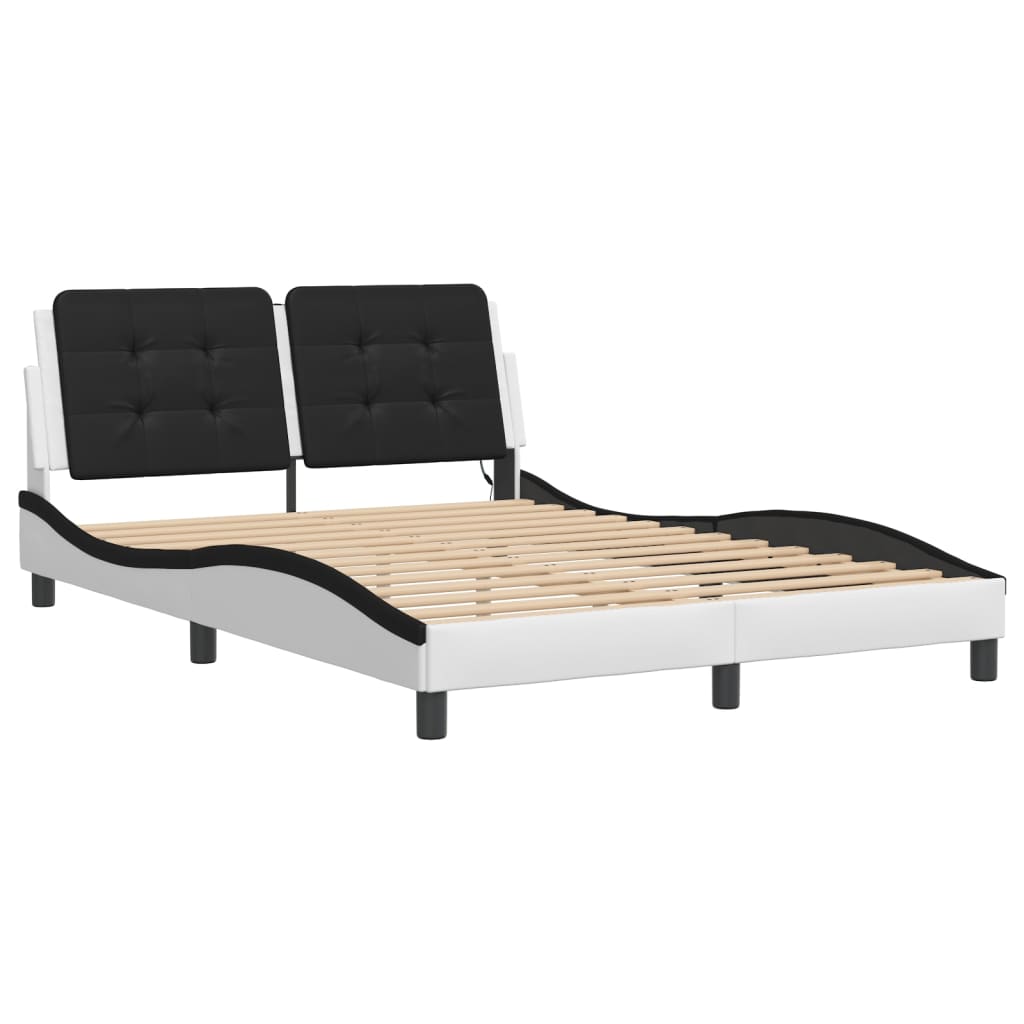 Cadre de lit avec LED sans matelas blanc et noir 120x200 cm - XIOS