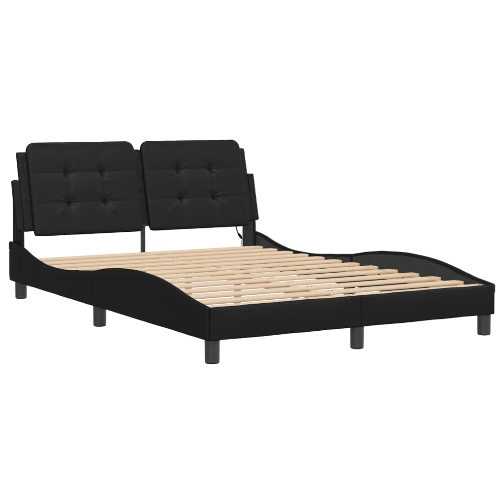 Cadre de lit avec LED sans matelas noir 140x190 cm - XIOS