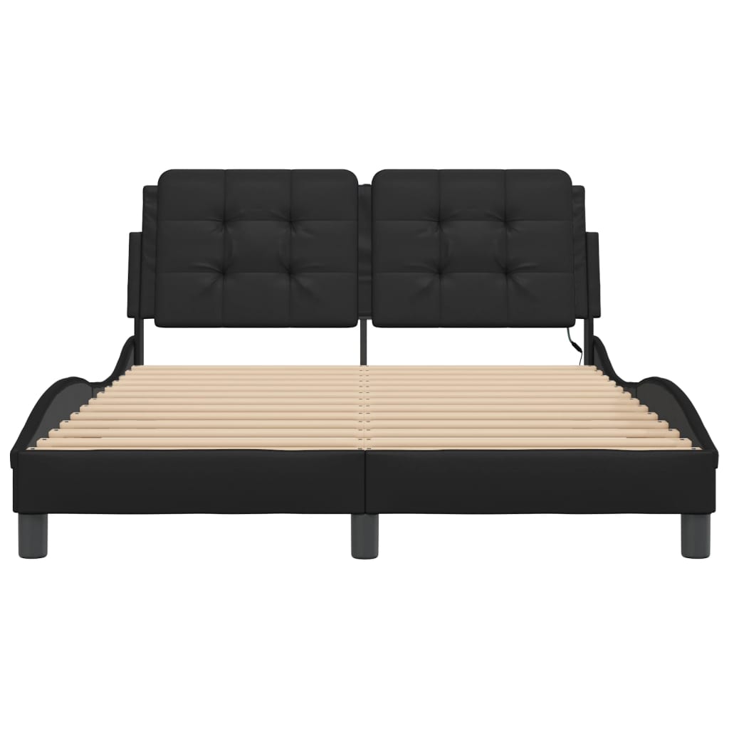 Cadre de lit avec LED sans matelas noir 140x190 cm - XIOS
