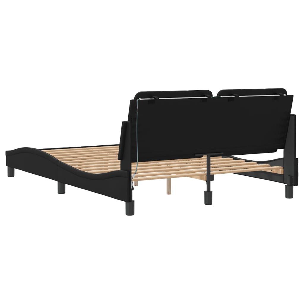 Cadre de lit avec LED sans matelas noir 140x190 cm - XIOS