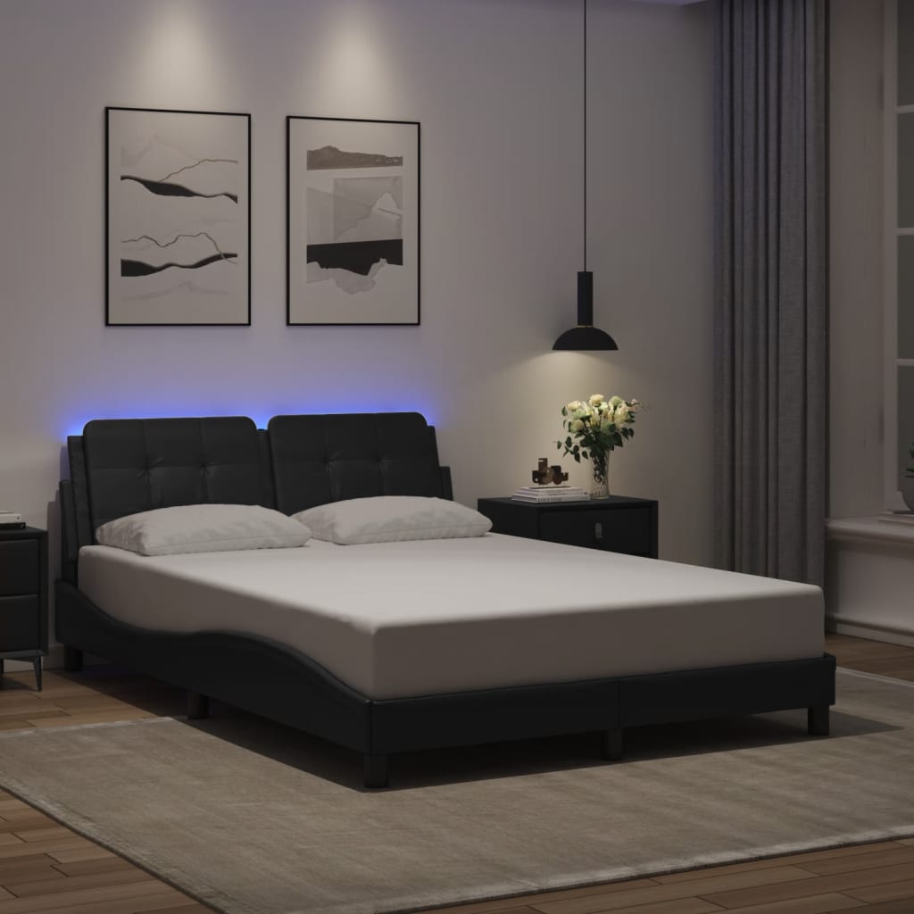 Cadre de lit avec LED sans matelas noir 140x190 cm - XIOS