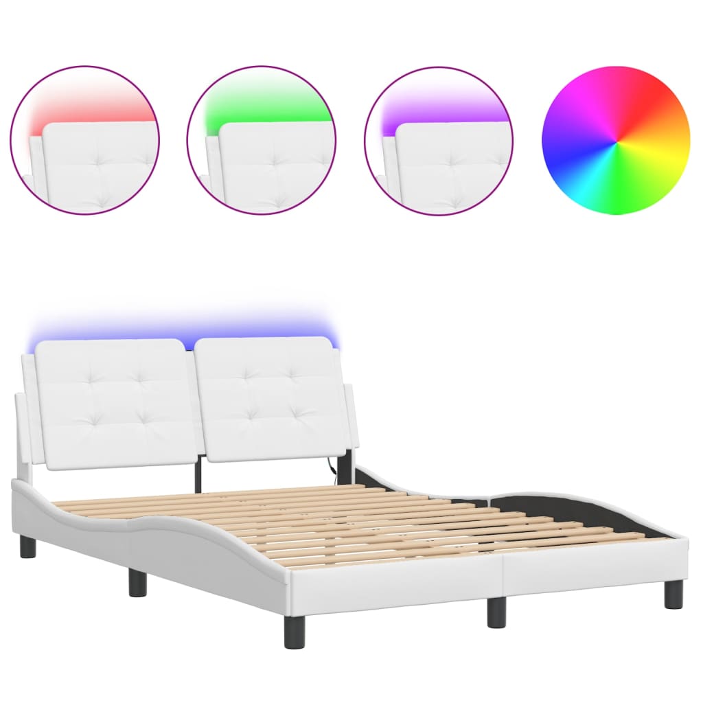 Cadre de lit avec LED sans matelas blanc 140x190 cm - XIOS