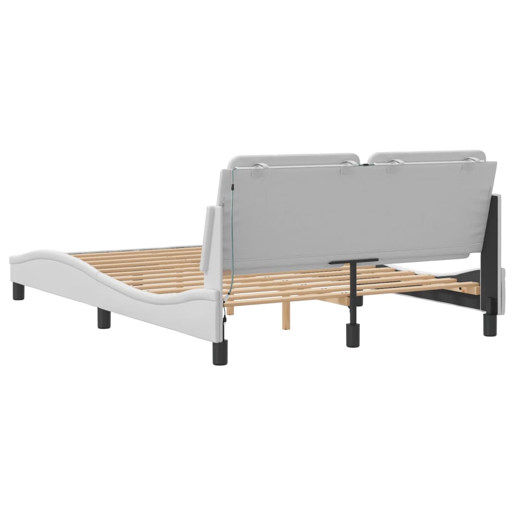 Cadre de lit avec LED sans matelas blanc 140x190 cm - XIOS