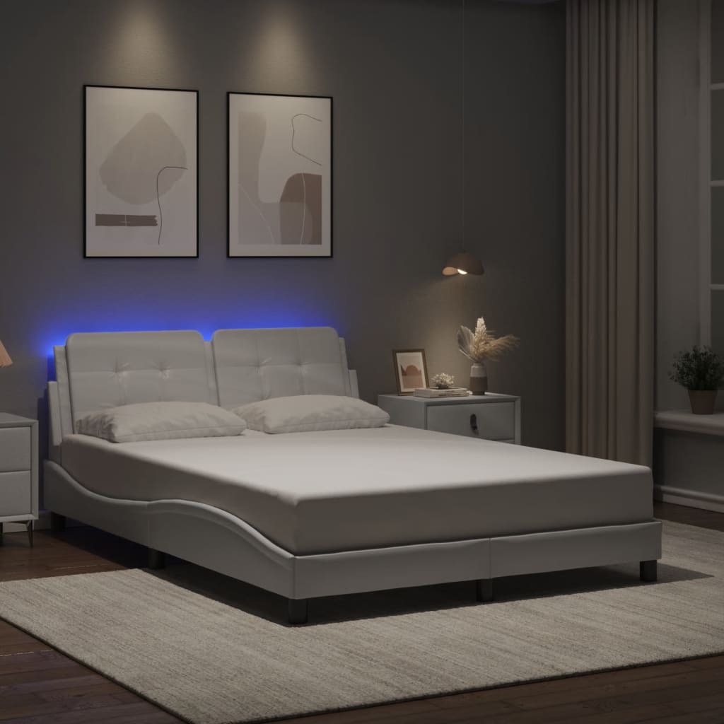 Cadre de lit avec LED sans matelas blanc 140x190 cm - XIOS