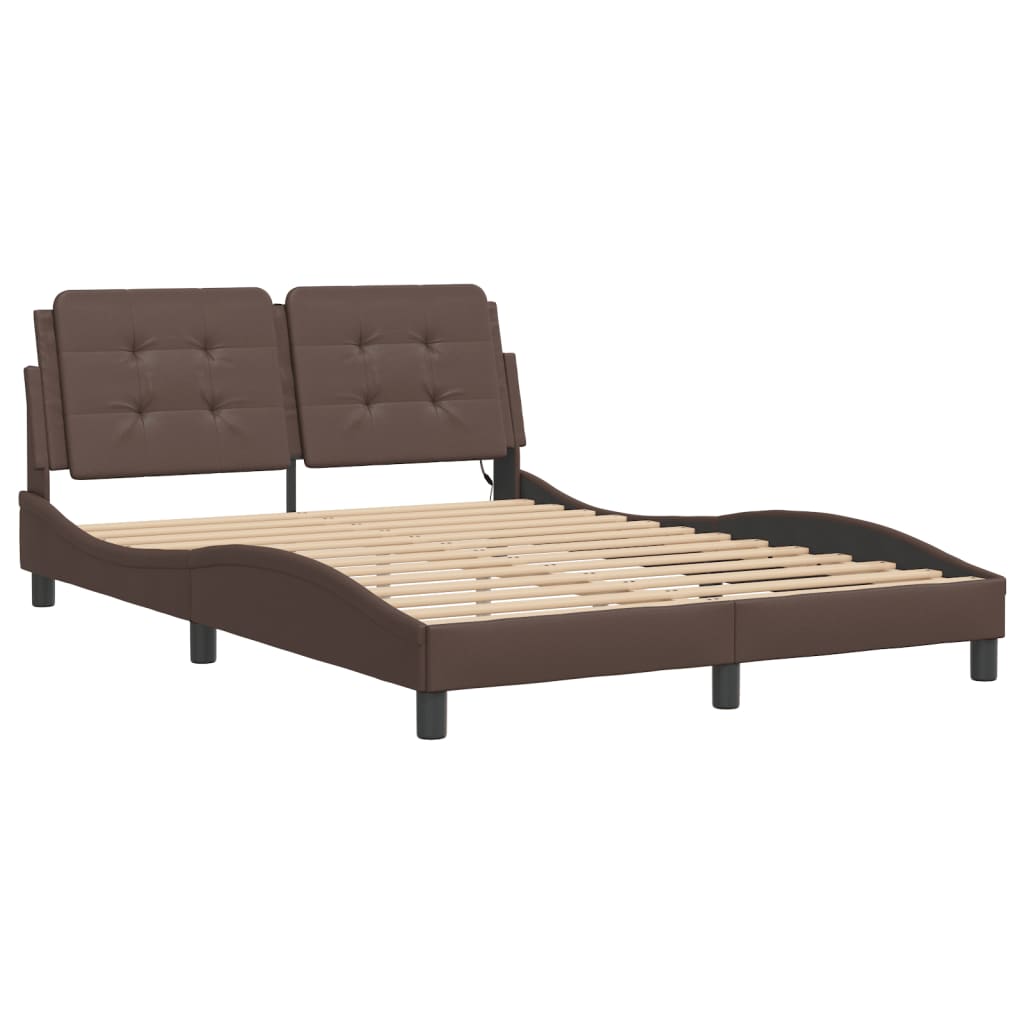 Cadre de lit avec LED sans matelas marron 140x190 cm - XIOS