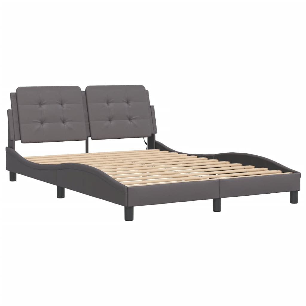 Cadre de lit avec LED sans matelas gris 140x190 cm - XIOS