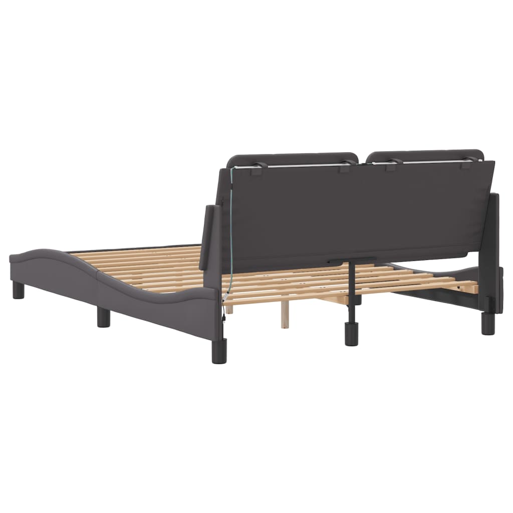 Cadre de lit avec LED sans matelas gris 140x190 cm - XIOS