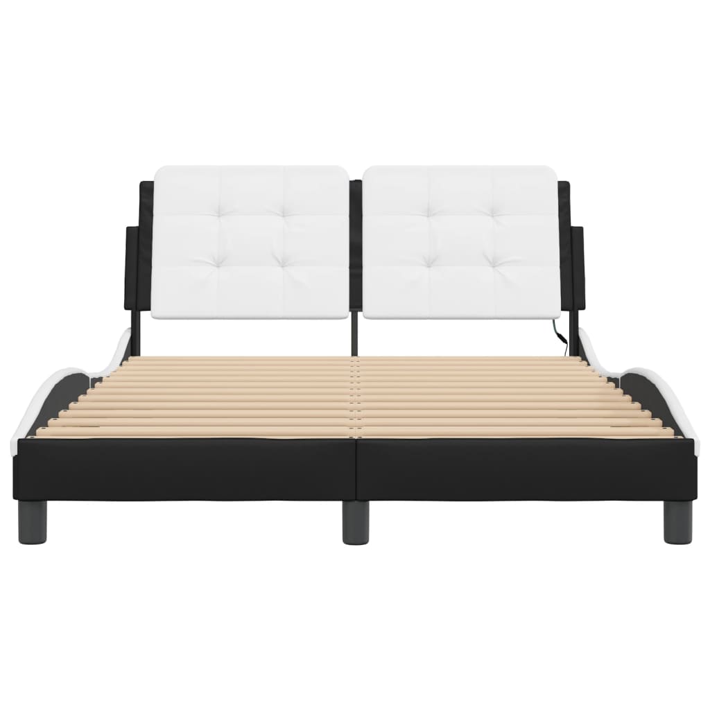 Cadre de lit avec LED sans matelas noir et blanc 140x190 cm - XIOS