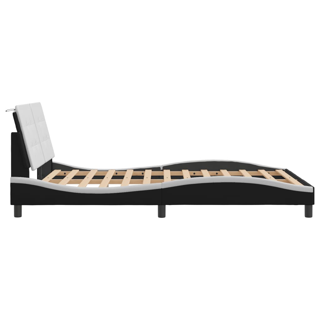 Cadre de lit avec LED sans matelas noir et blanc 140x190 cm - XIOS