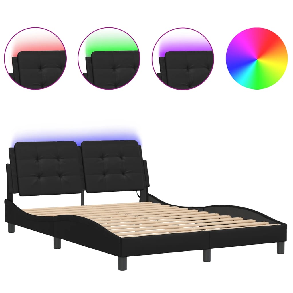 Cadre de lit avec LED sans matelas noir 140x200 cm - XIOS