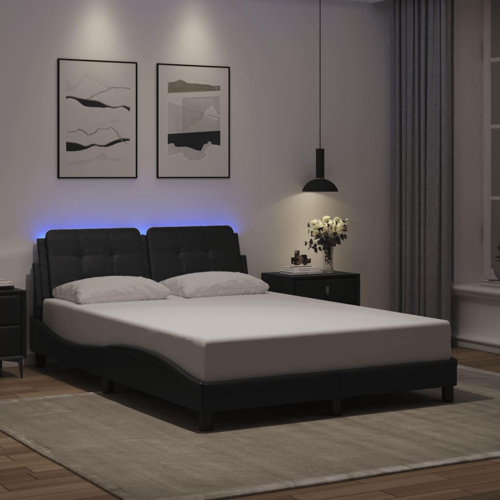 Cadre de lit avec LED sans matelas noir 140x200 cm - XIOS