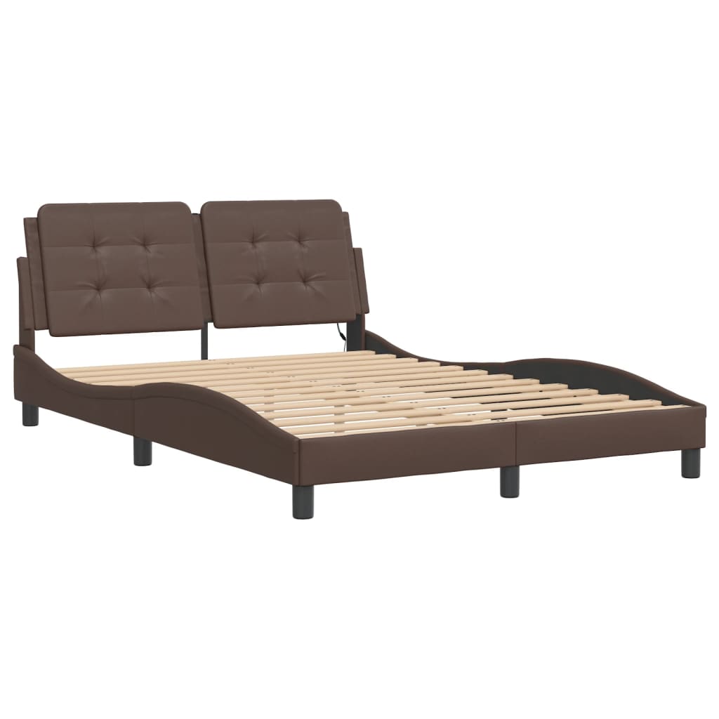 Cadre de lit avec LED sans matelas marron 140x200 cm - XIOS