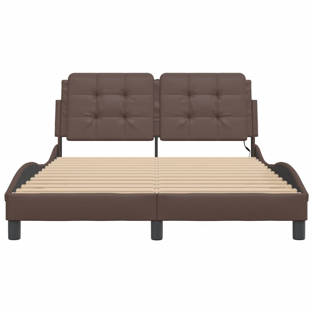 Cadre de lit avec LED sans matelas marron 140x200 cm - XIOS