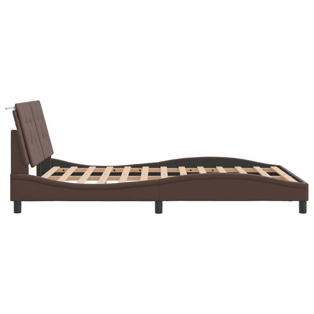 Cadre de lit avec LED sans matelas marron 140x200 cm - XIOS