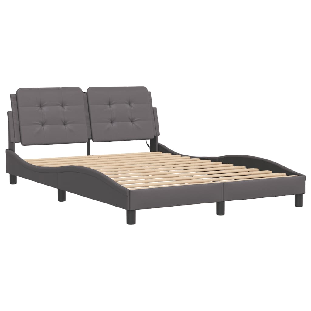 Cadre de lit avec LED sans matelas gris 140x200 cm - XIOS
