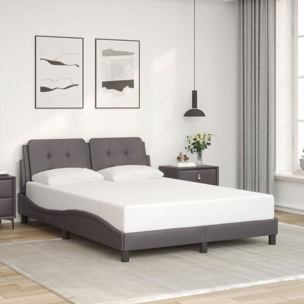Cadre de lit avec LED sans matelas gris 140x200 cm - XIOS