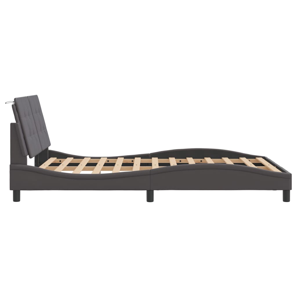Cadre de lit avec LED sans matelas gris 140x200 cm - XIOS