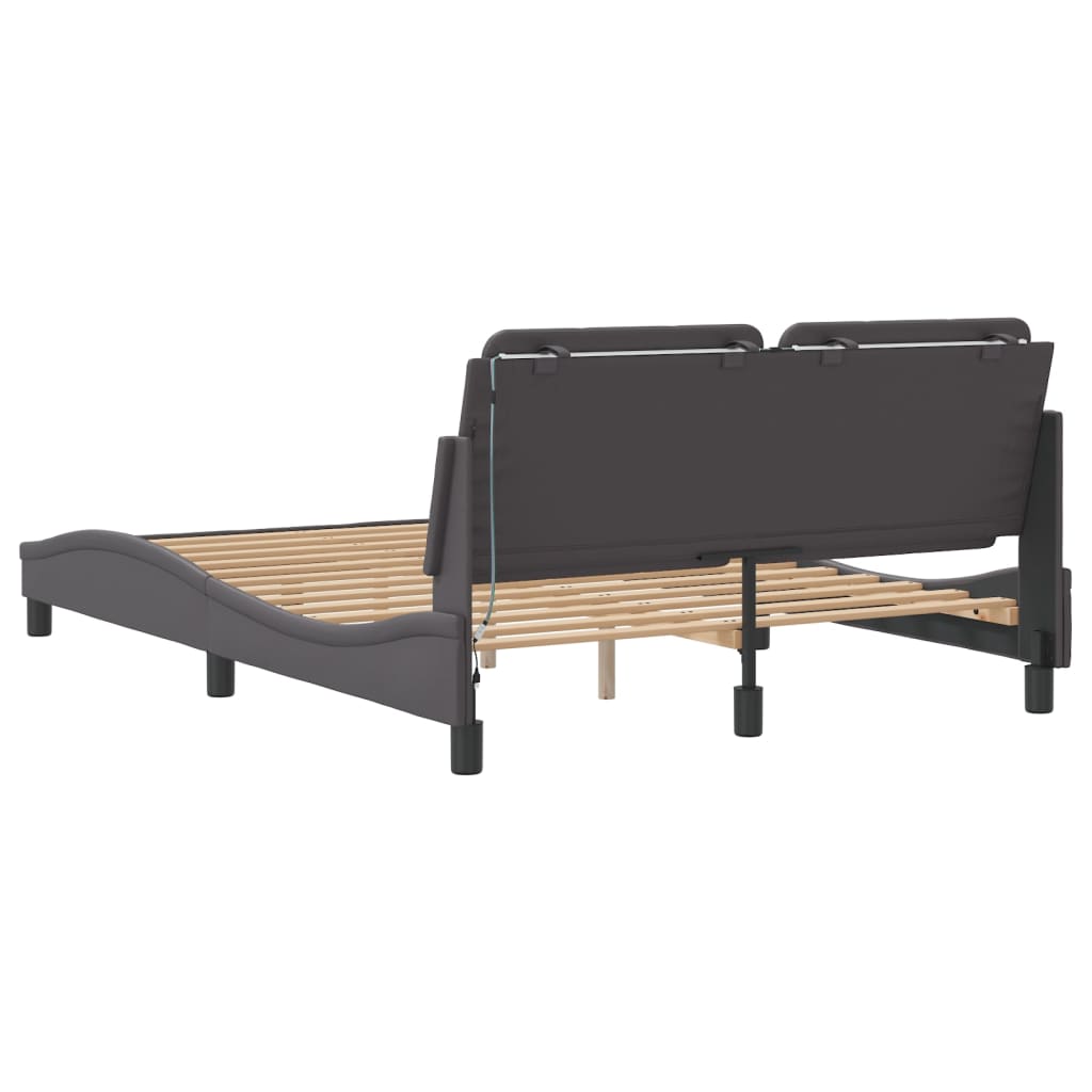 Cadre de lit avec LED sans matelas gris 140x200 cm - XIOS