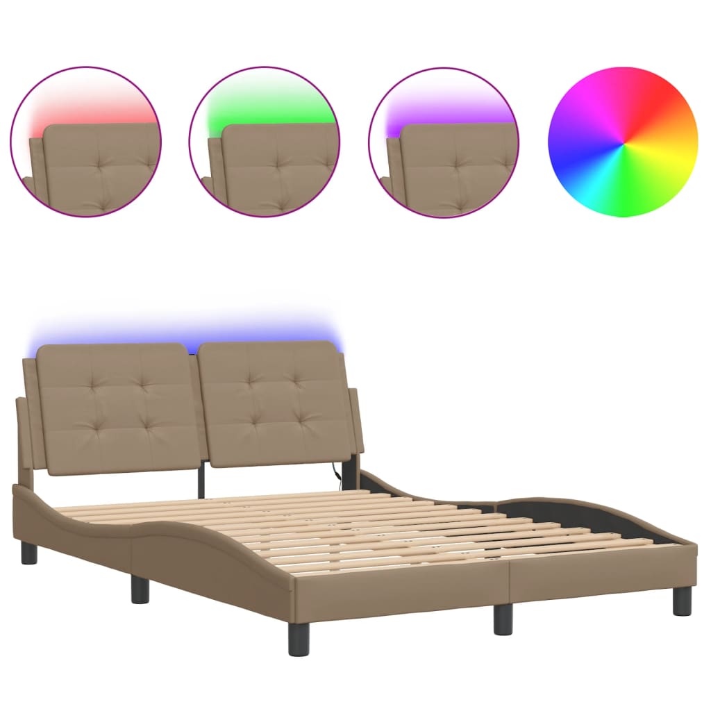Cadre de lit avec LED sans matelas Zadar cappuccino 140x200 cm - XIOS