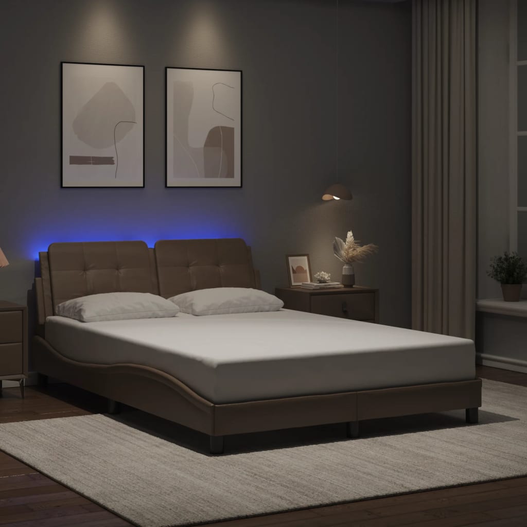 Cadre de lit avec LED sans matelas Zadar cappuccino 140x200 cm - XIOS