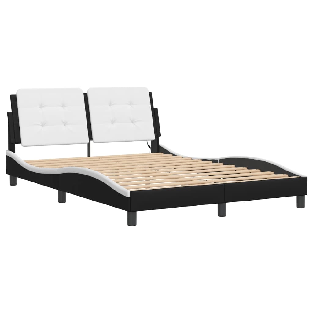 Cadre de lit avec LED sans matelas noir et blanc 140x200 cm - XIOS