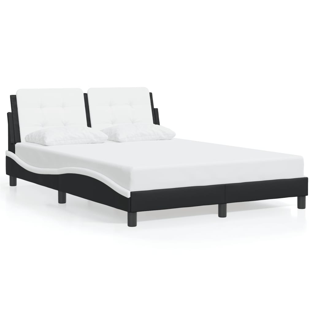 Cadre de lit avec LED sans matelas noir et blanc 140x200 cm - XIOS